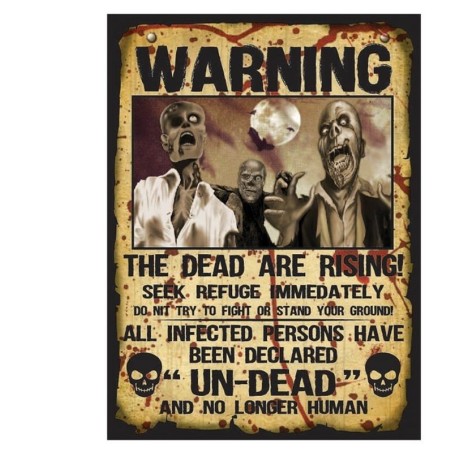 Letreros zombies warning de 38 x28 cm 2 unidades