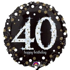 Globo 40 cumpleanos negro brillantes 45 cm 26635321303 3213001