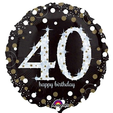 Globo 40 cumpleanos negro brillantes 45 cm 26635321303 3213001
