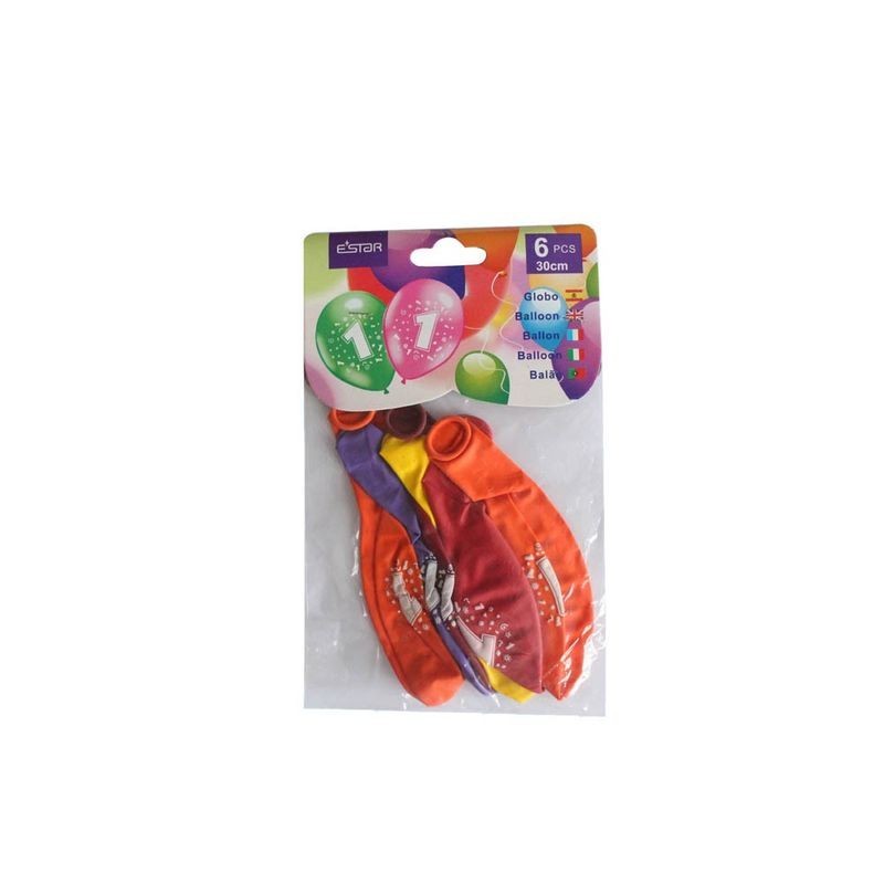 Globos numero  6 uds de 30 cm 12