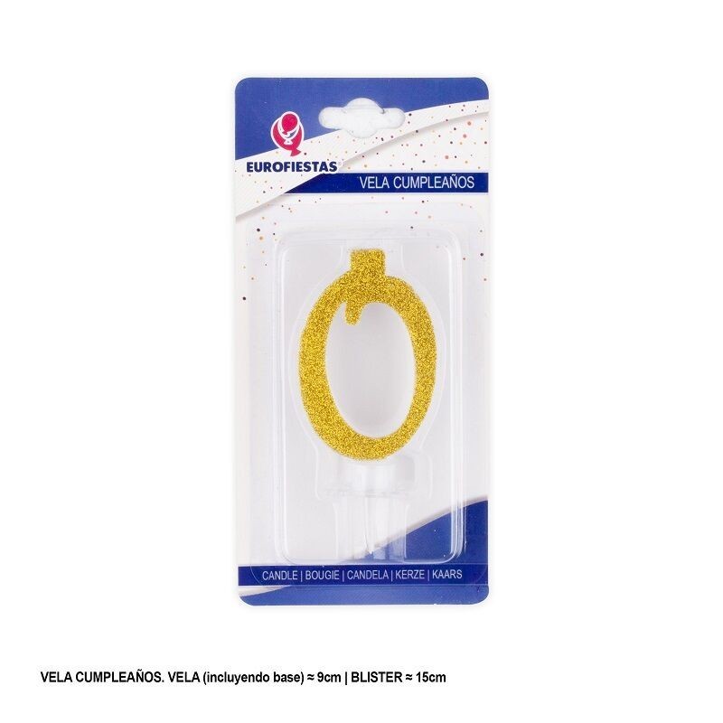 Vela numero oro purpurina