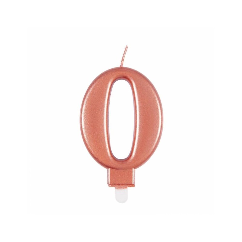 Vela de cumpleaños rosa dorado metalizado