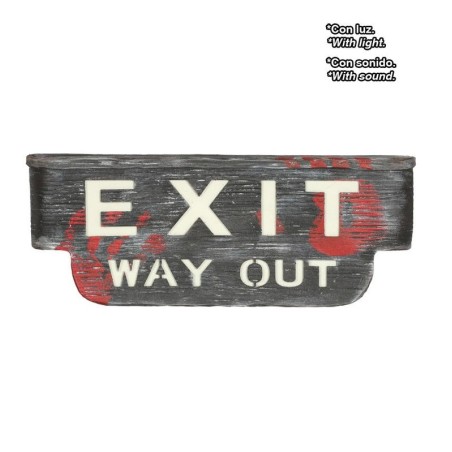 Letrero Exit  con luz y sonido 48x18 cm halloween