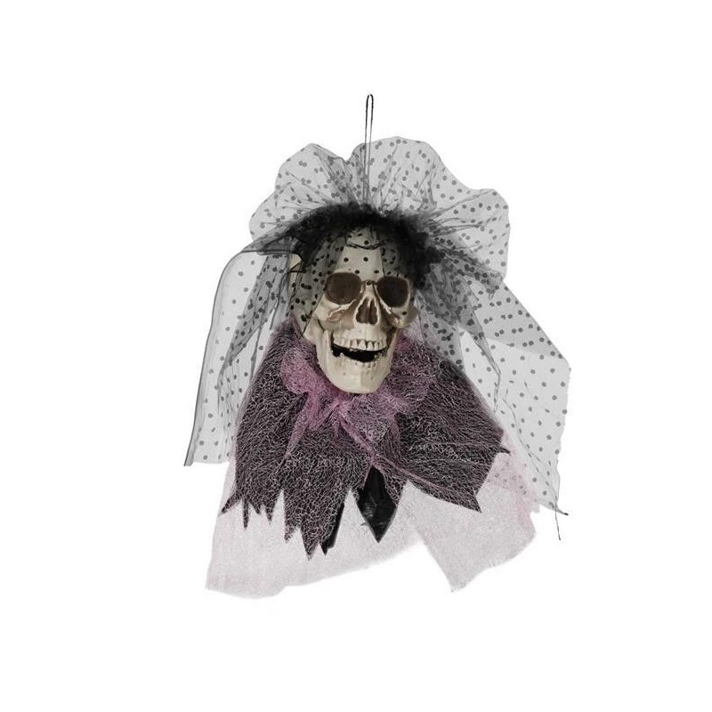 Calavera con lazo y velo 43 cms decoracion hallowe