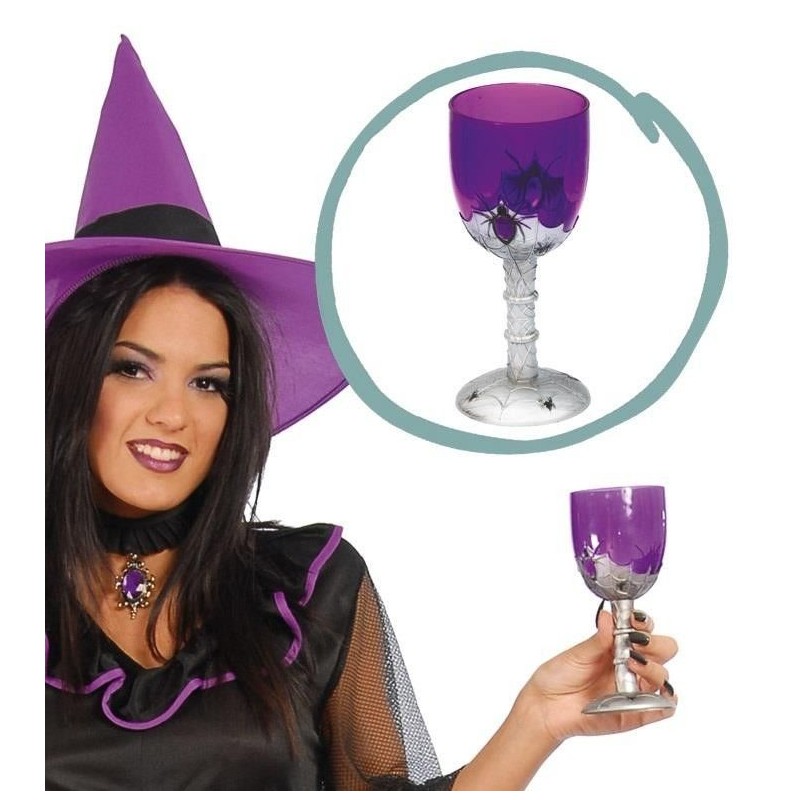 Caliz morado y plata 16 cm para halloween copa