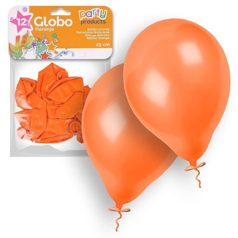 Globos naranjas 12 unidades 23 cm 9 latex