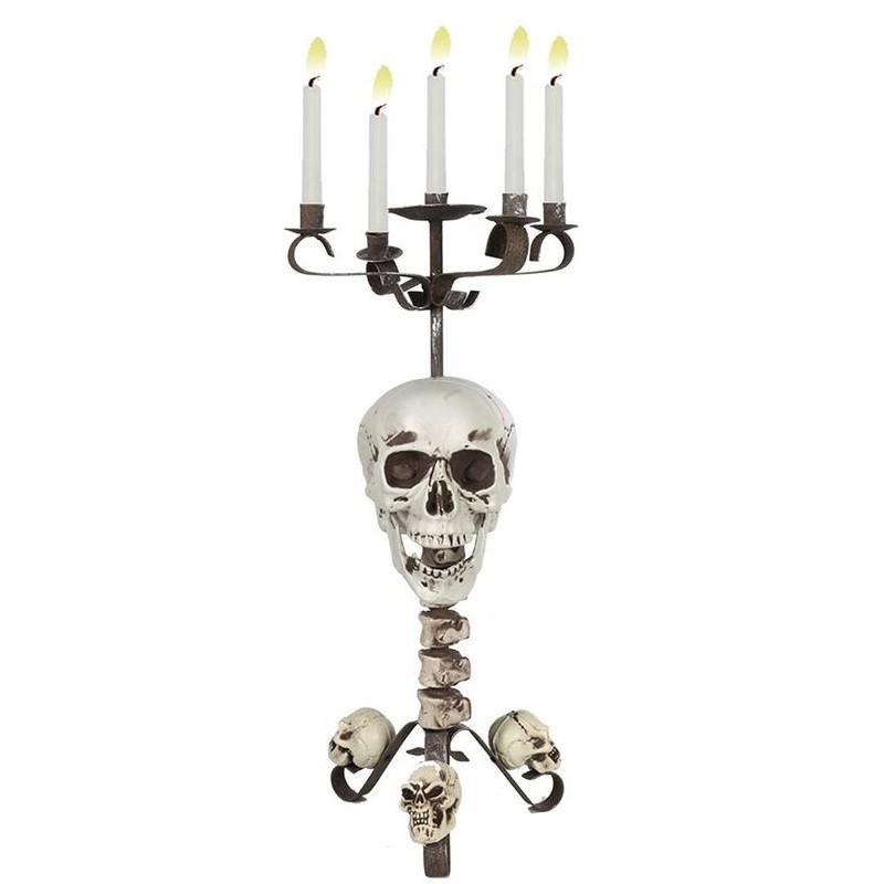 Candelabro calavera con 5 portavelas 60x30x30 cm