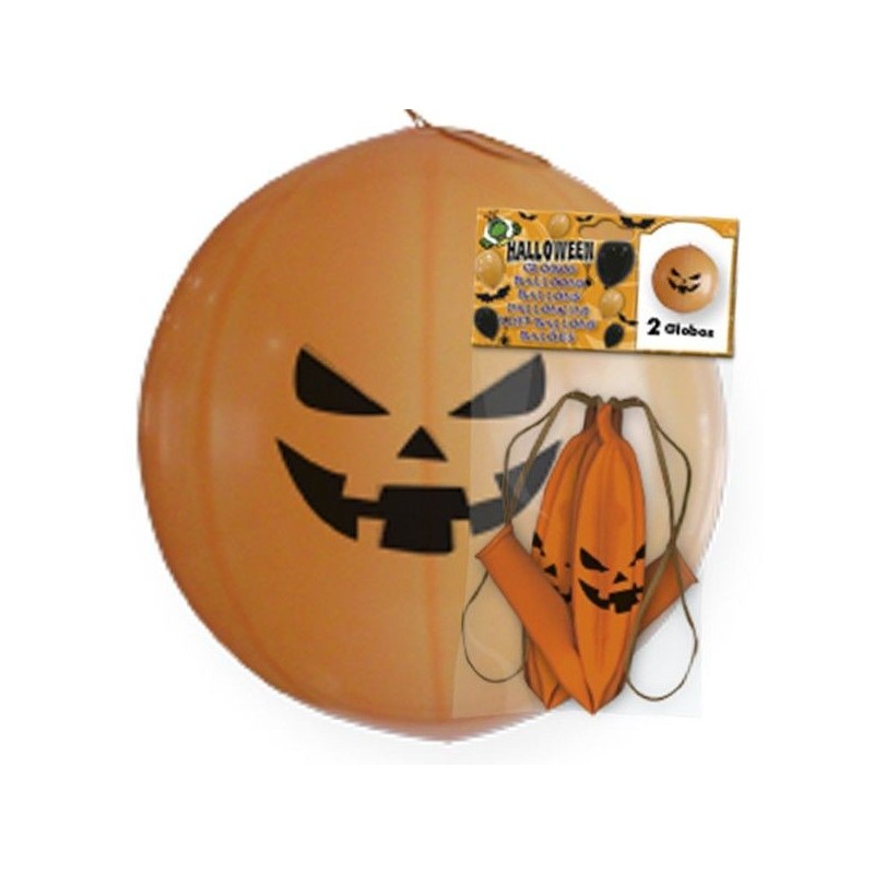 Globos calabaza halloween 45 cm 2 unidades con goma