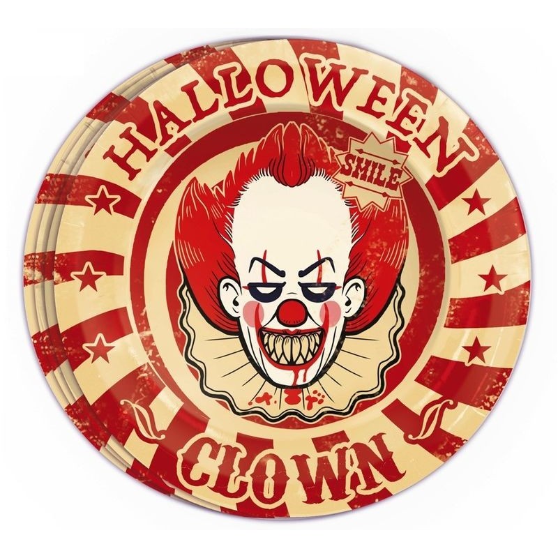 Platos payaso terror halloween 8 uds 23 cm 19988 8434077199886