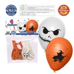 Globos latex halloween brujas y Jack squeleton 6 uds 12937 8435127129372