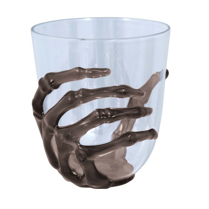 Vasos transparente con mano esqueleto negra 9