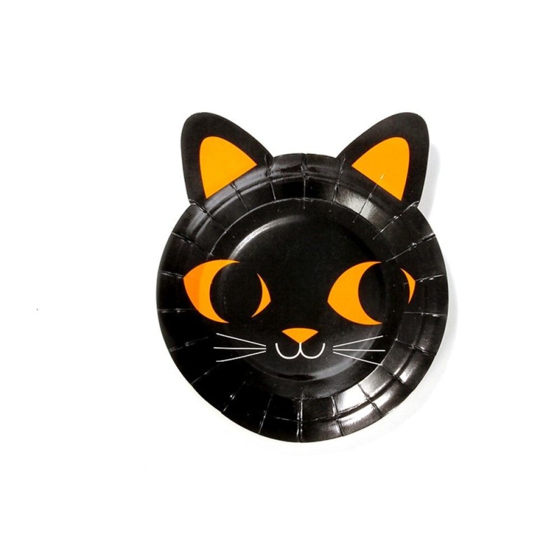 Platos gato para cumpleaños o halloween 6 uds