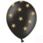 Globos negros con estrellas oro 6 unidades 30 cm