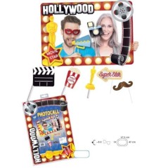 Marco de fhotocall cine hollywood con 6 accesorios de palo 8429120021917 5339GL