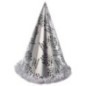 Sombrero cono feliz año nuevo plateado con flecos