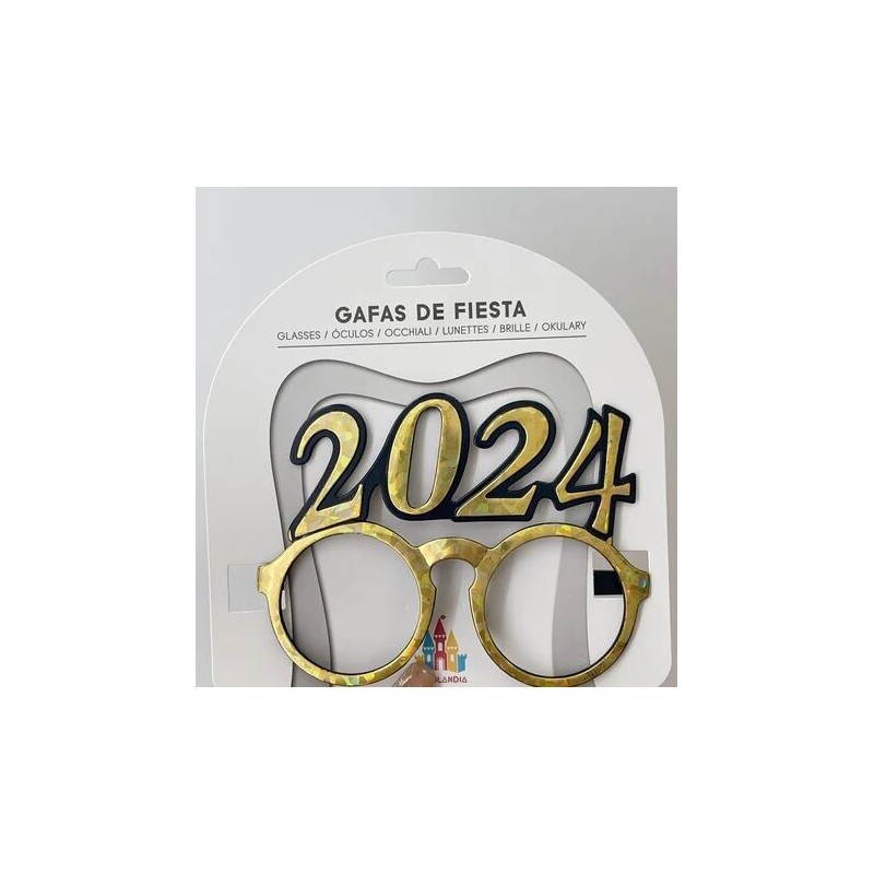 Gafas 2024 oro redondas para fin de año cotillon