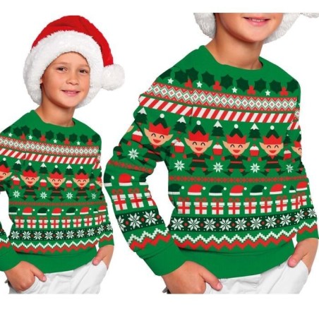 Jersey Navidad verde Elfo infantil tallas  41862+41864 41865