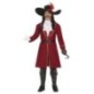 Disfraz de Capitan pirata rojo garfio para hombre tallas