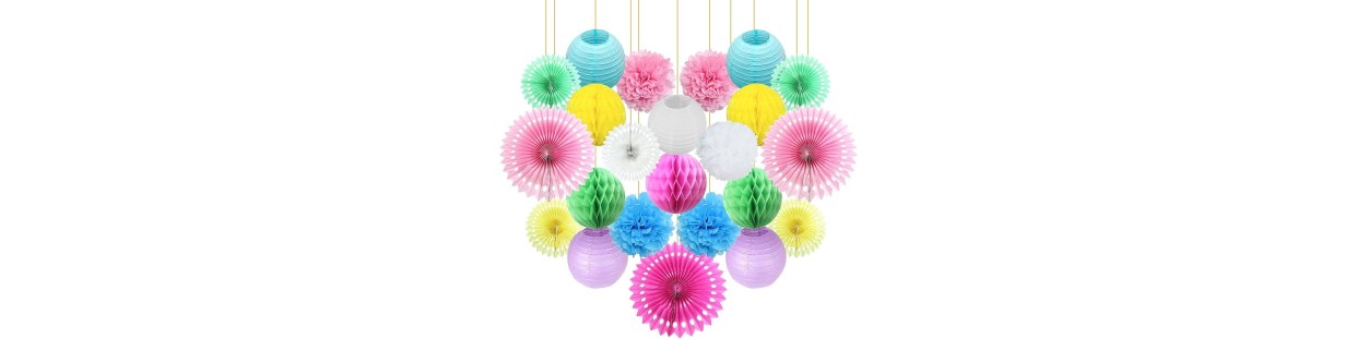 Bolas pompones y abanicos